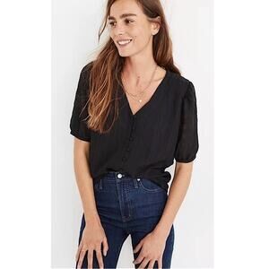 Madewell Textured Puff Sleeve Button Front Blouse